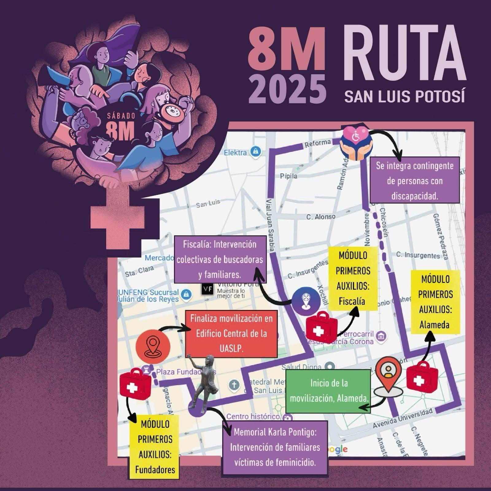 Conoce la ruta de la marcha del 8M en SLP – Momento | San Luis Potosi